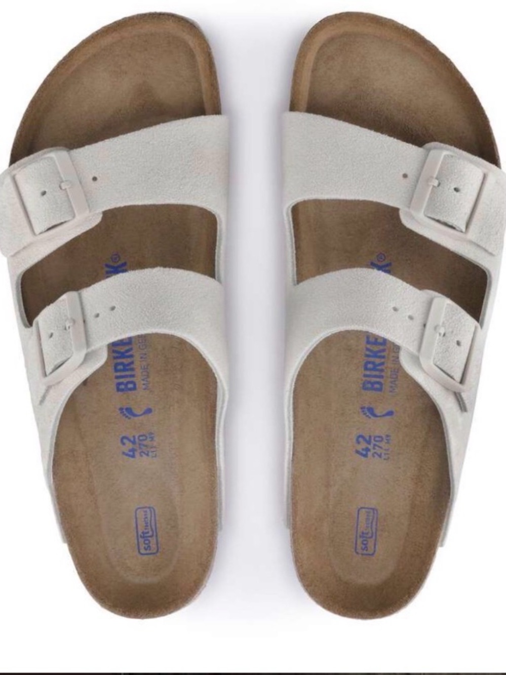 Birkenstock Arizona Suede Two-Strap Sandals in Antique White Size 40  US W-9 M-7
